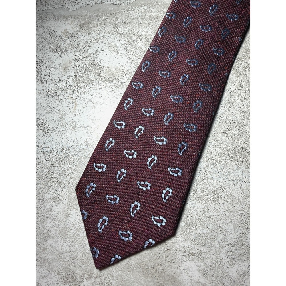 Bruno Marchesi 100% Silk Tie Mens One Size Red Paisley Embroidered Necktie